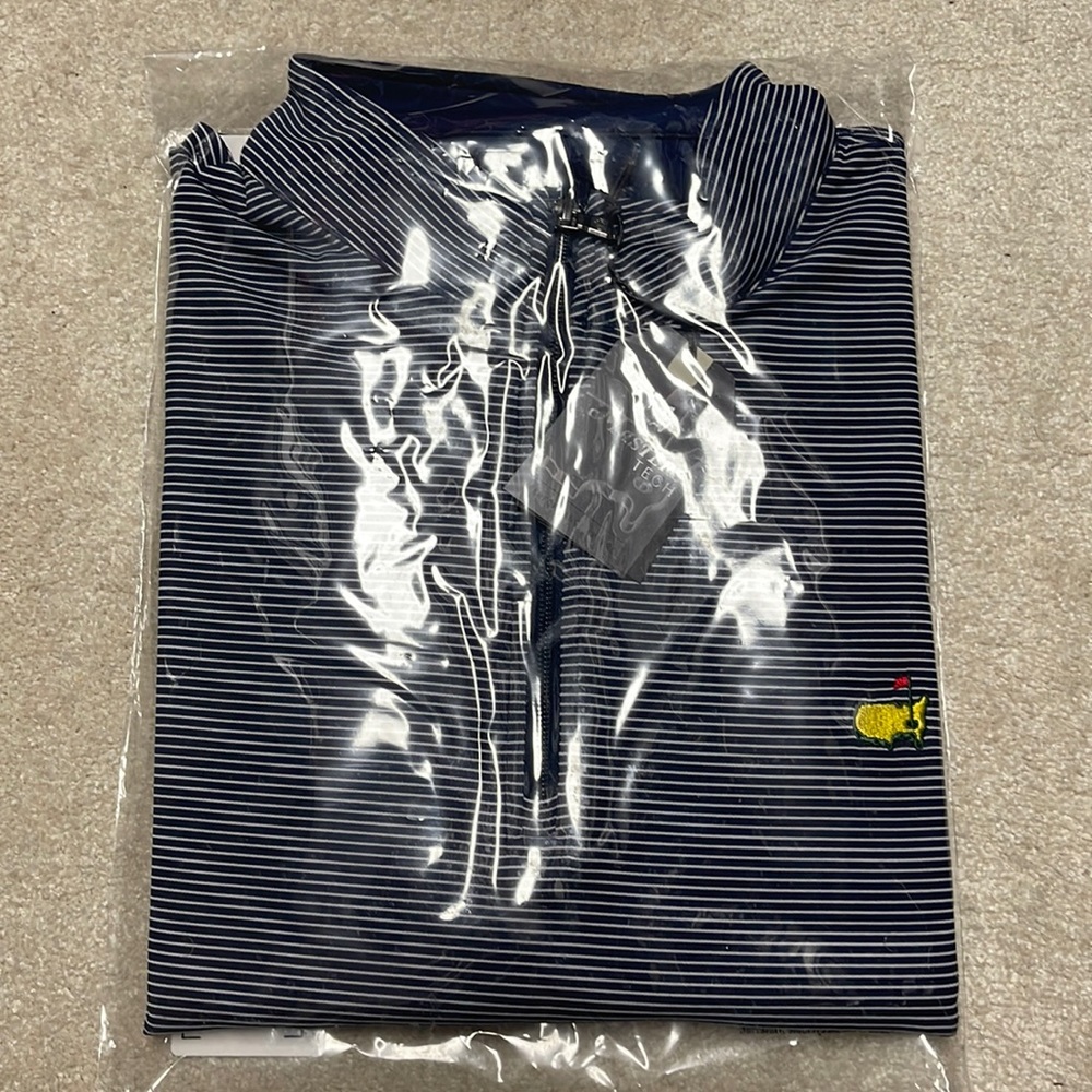 NEW 2022 MASTERS TOURN mens tech performance apparel  XL quarter zip navy/white